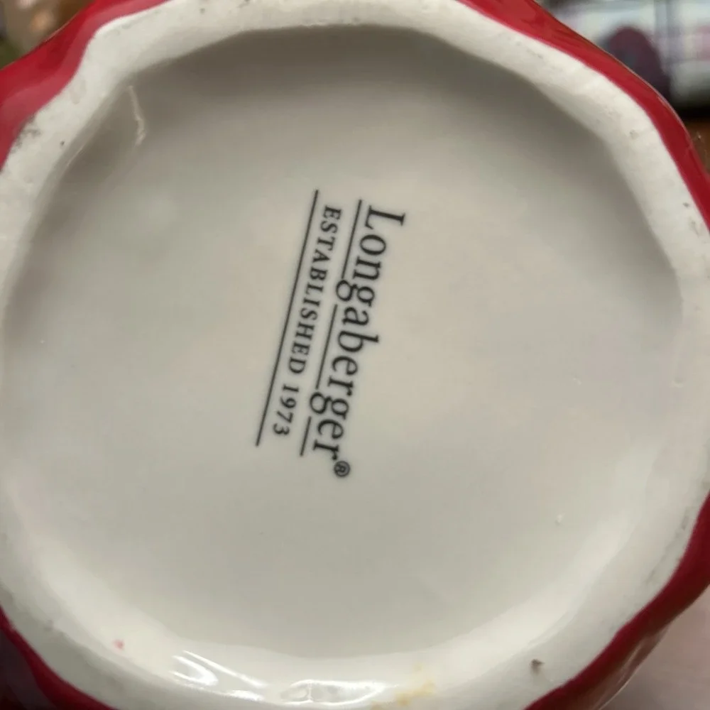 longaberger pottery Christmas Toy Sack With‎ Knife Lided